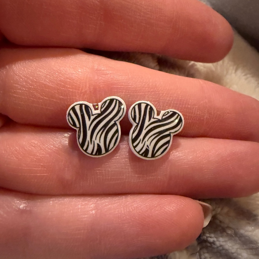 Zebra Print Mouse Earrings